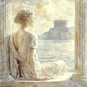 Depiction of contentment – the Stoic virtue of being satisfied with little and finding inner peace.