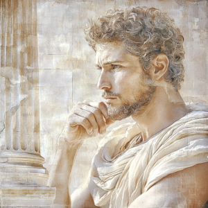 Depiction of Stoic thinking – the ability to maintain self-control and serenity through rational reflection.