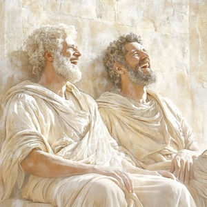 Depiction of the Stoic power of community – how collaboration and connection foster strength.