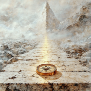 Stylized depiction of a compass and a clear path as a symbol for reason and guidance in life.