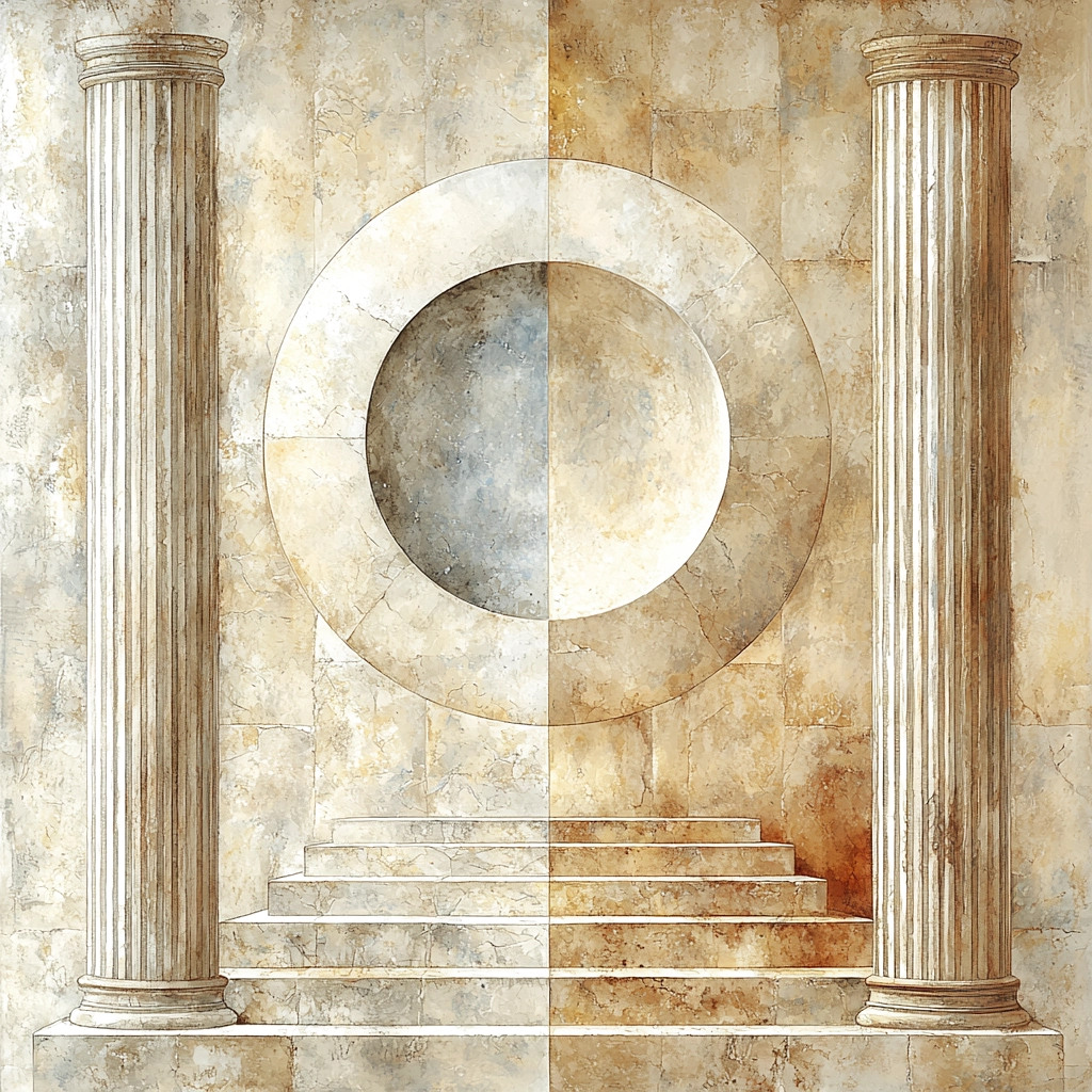 Stilisierte Darstellung: Denke wie ein Stoiker Stilisierte Darstellung der stoischen Denkweise â Klarheit, Gelassenheit und Weisheit im tĂ€glichen Leben kultivieren.