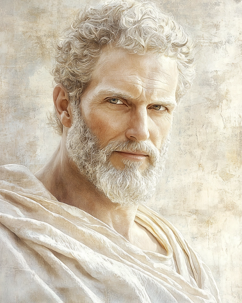 Stilisierte Darstellung von Diodotus: Ciceros stoischer Lehrer Stilisierte Darstellung von Diodotus, einem stoischen Philosophen und Lehrer Ciceros, bekannt fĂźr seine logischen und ethischen Lehren.