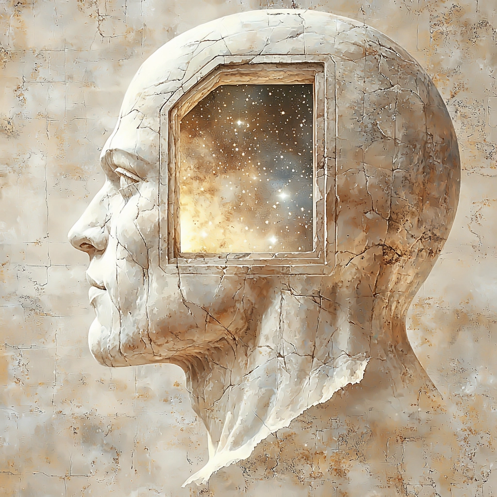 Stilisierte Darstellung der Kosmologen und Metaphysiker des Stoizismus, die das Universum und seine Ordnung erforschten.