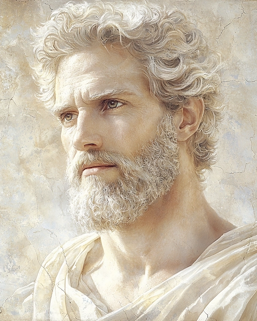 Stilisierte Darstellung von Krates von Mallos, einem stoischen Grammatiker und Leiter der Bibliothek von Pergamon.
