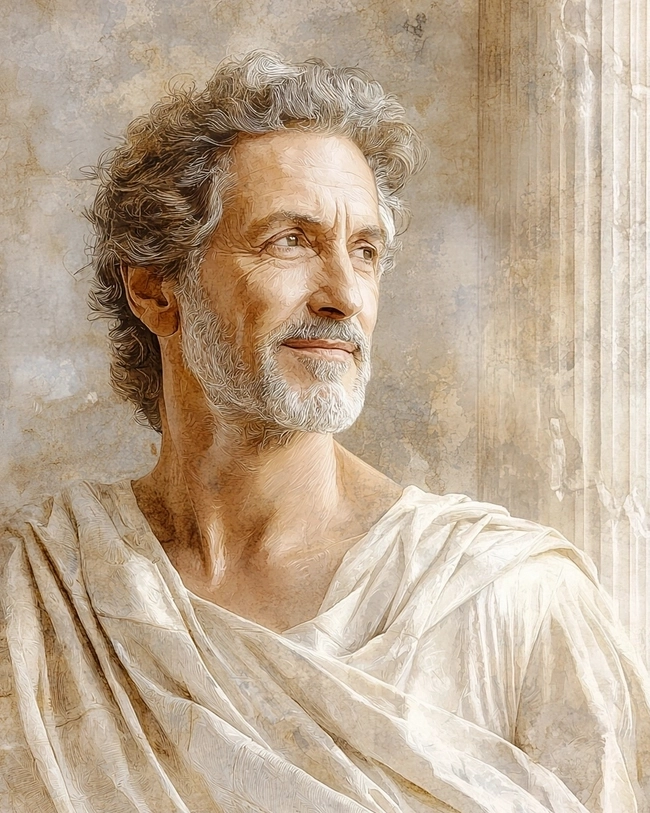 Stylized depiction of Aristocreon, nephew and student of Chrysippus, known for his connection to Stoic philosophy.