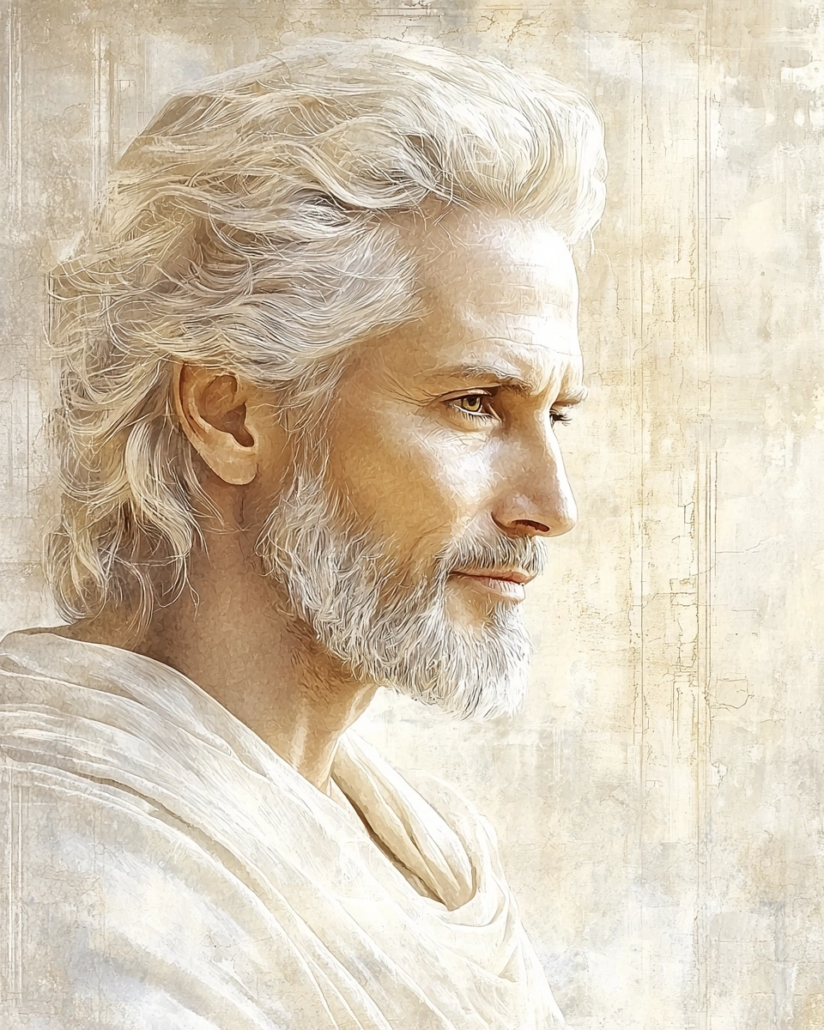 Stylized depiction of Crinis, an ancient Stoic philosopher known for his logical and ethical teachings.