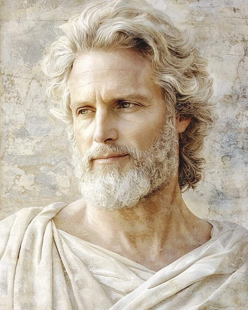 Stylized depiction of Dioscorides, a student of Chrysippus and father of Zeno of Tarsus, known for his Stoic teachings.