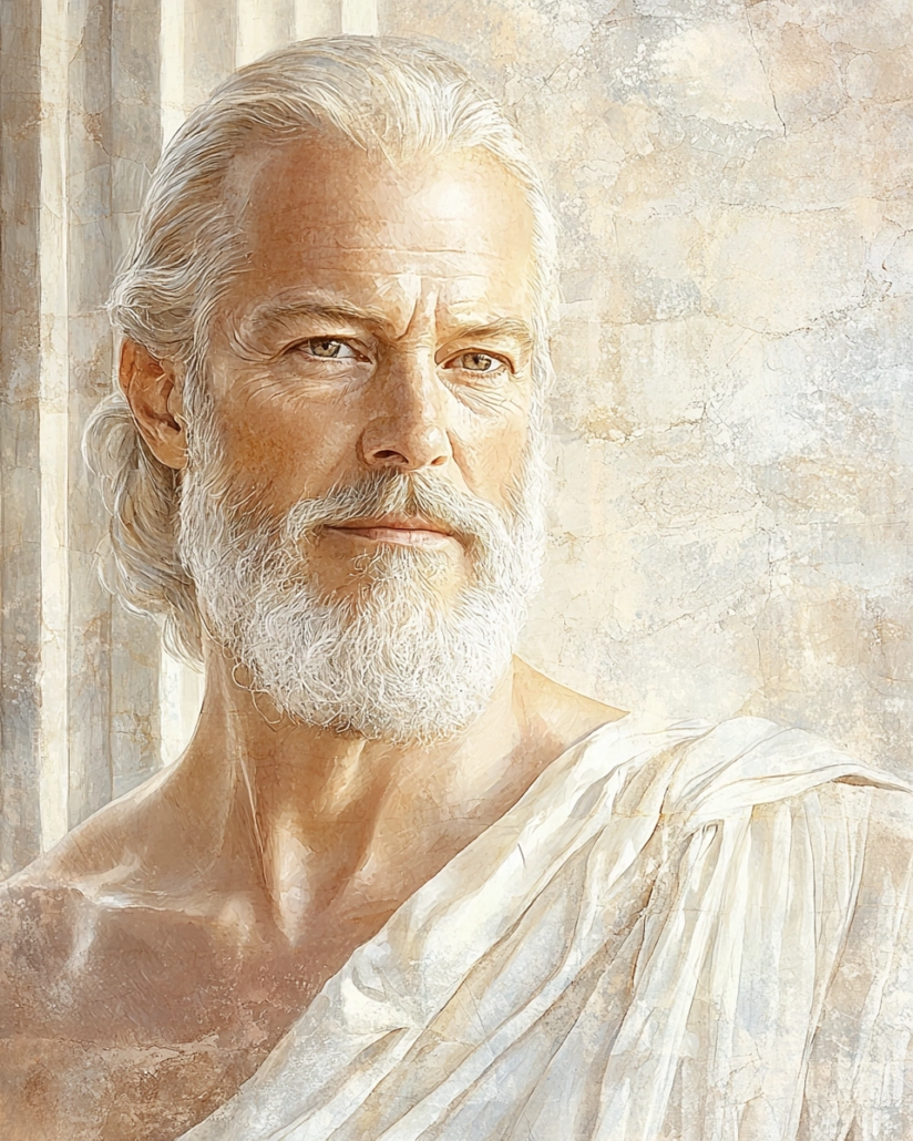 Stylized depiction of Papirius Fabianus, a Stoic and master of rhetoric, known for his clear and powerful speech.