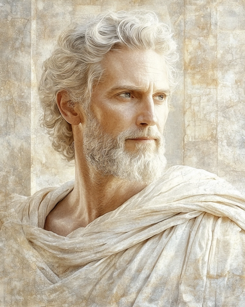 Stylized depiction of Persaeus, a student and close friend of Zeno of Citium, known for his Stoic teachings.