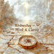 Wednesday - Ψ symbolizes mind and clarity. Psi, a sign of wisdom, inner peace, and the power of clear thinking.