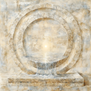 Abstract, factual depiction with thematic link to knowledge and intuition within a Stoic philosophy framework.