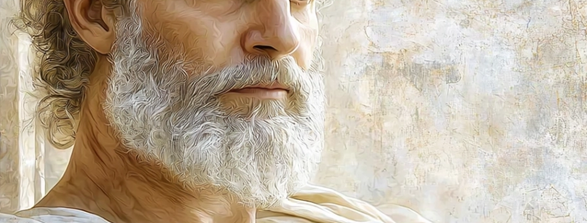 Abstract depiction of inner integrity and honor in a Stoic context referencing DNA