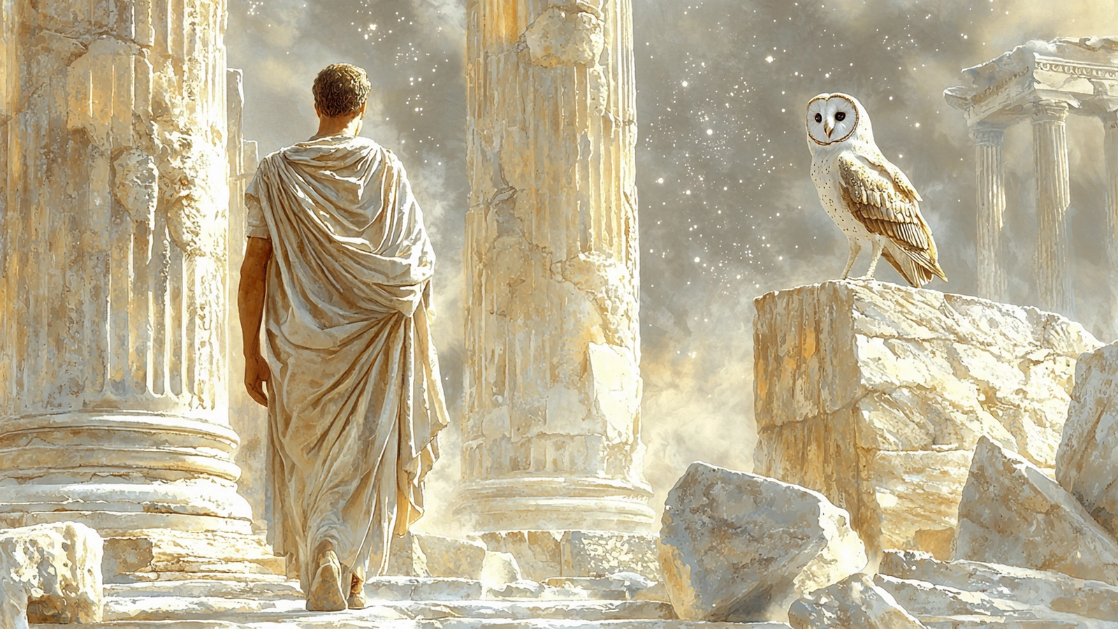 Abstrakter Vergleich von Platons Seelenlehre und stoischer Seeleneinheit, mit Fokus auf Urteil und Verantwortung.